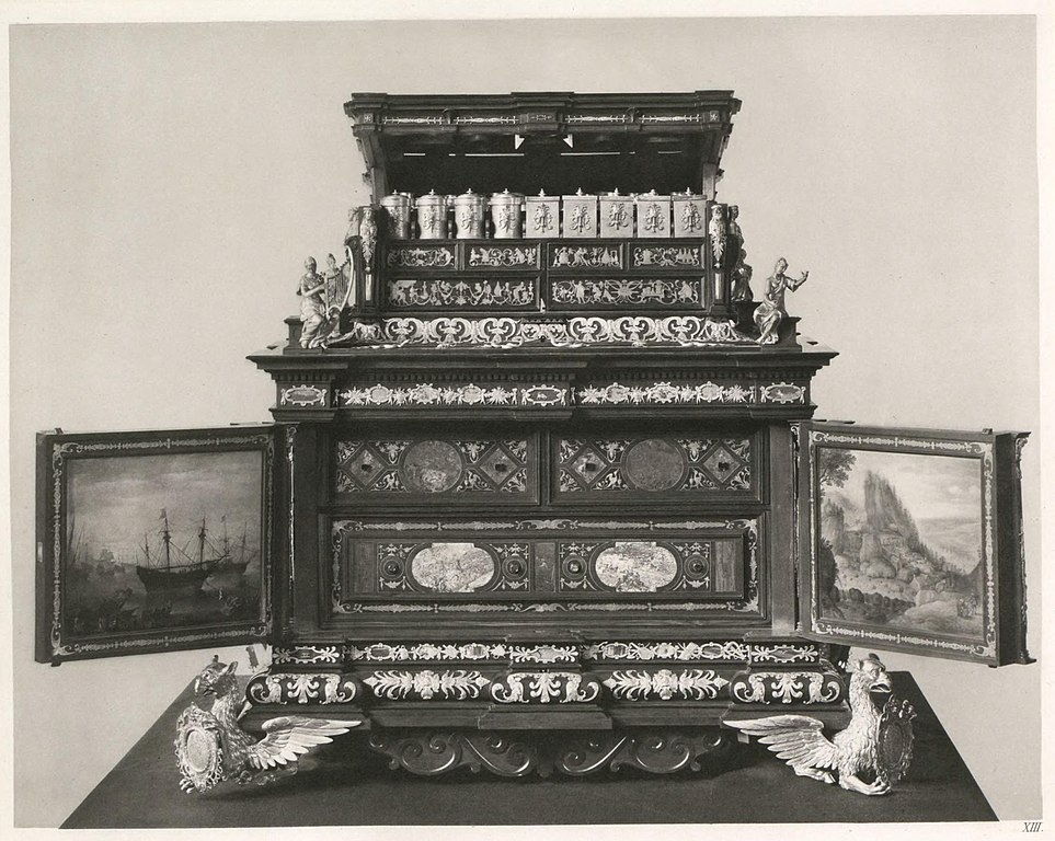 Philipp Hainhofer, Pomeranian Art Cabinet [Der Pommersche Kunstschrank], open view, completed 1617, ebony and silver case destroyed in 1945.