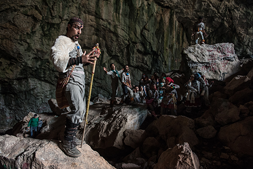 Av Theatre Group, Melpomene, directed by Babak Mohri. 2013. Rudafshan Cave outside the capital, Tehran province. Photograph by Jeremy Suyker.