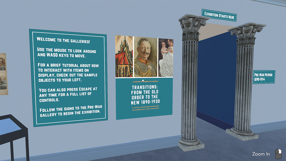 Screen shot from the Virtual Gallery accompanying the project, "Transitions: From the Old Order to the New 1890-1930"