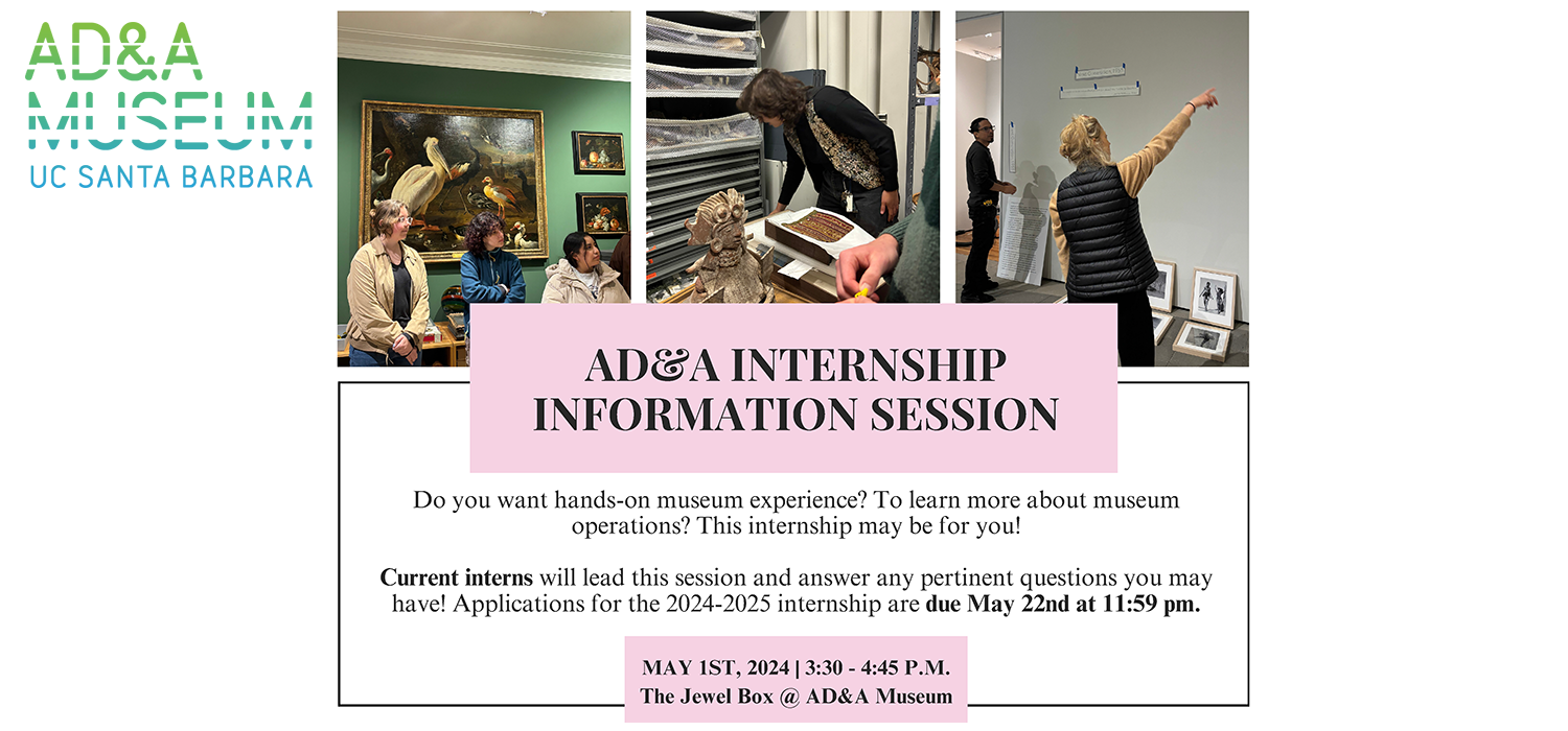 Do you want hands-on museum experience? To learn more about museum operations? This internship may be for you! Current interns will lead this session on May 1, 3:30-4:45 in the Museum's Jewel Box and answer pertinent questions you may have. Applications are due May 22 at 11:59 PM 